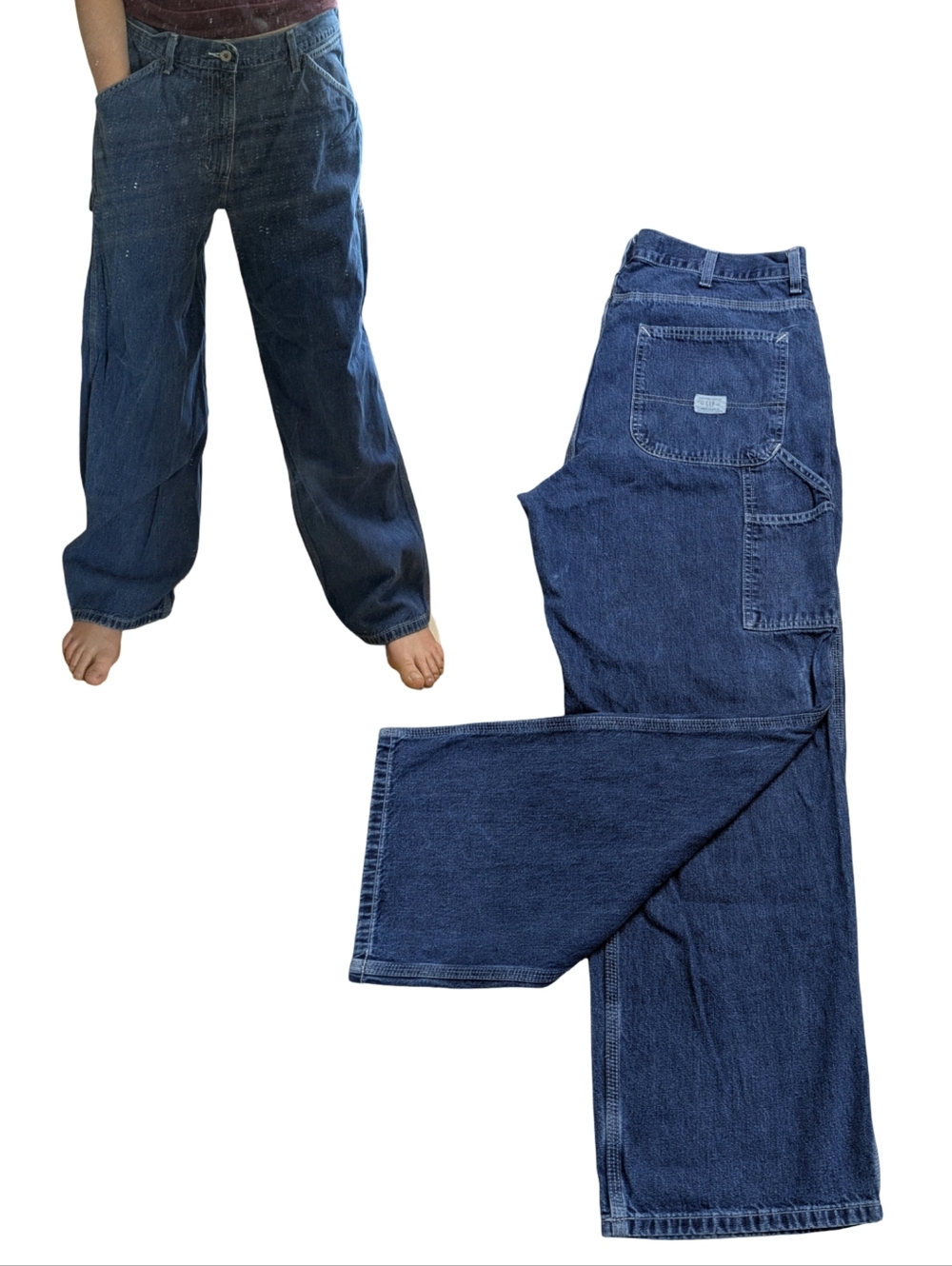 Gap Vintage Carpenter Unisex Wide Leg Baggy Jeans Size 38x30